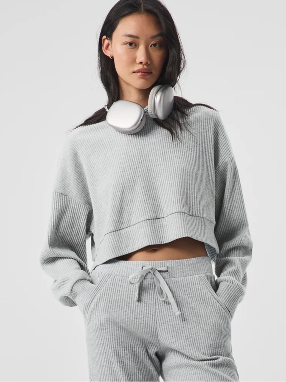 ALO Yoga Heather Light Gray Muse Sweatshirt